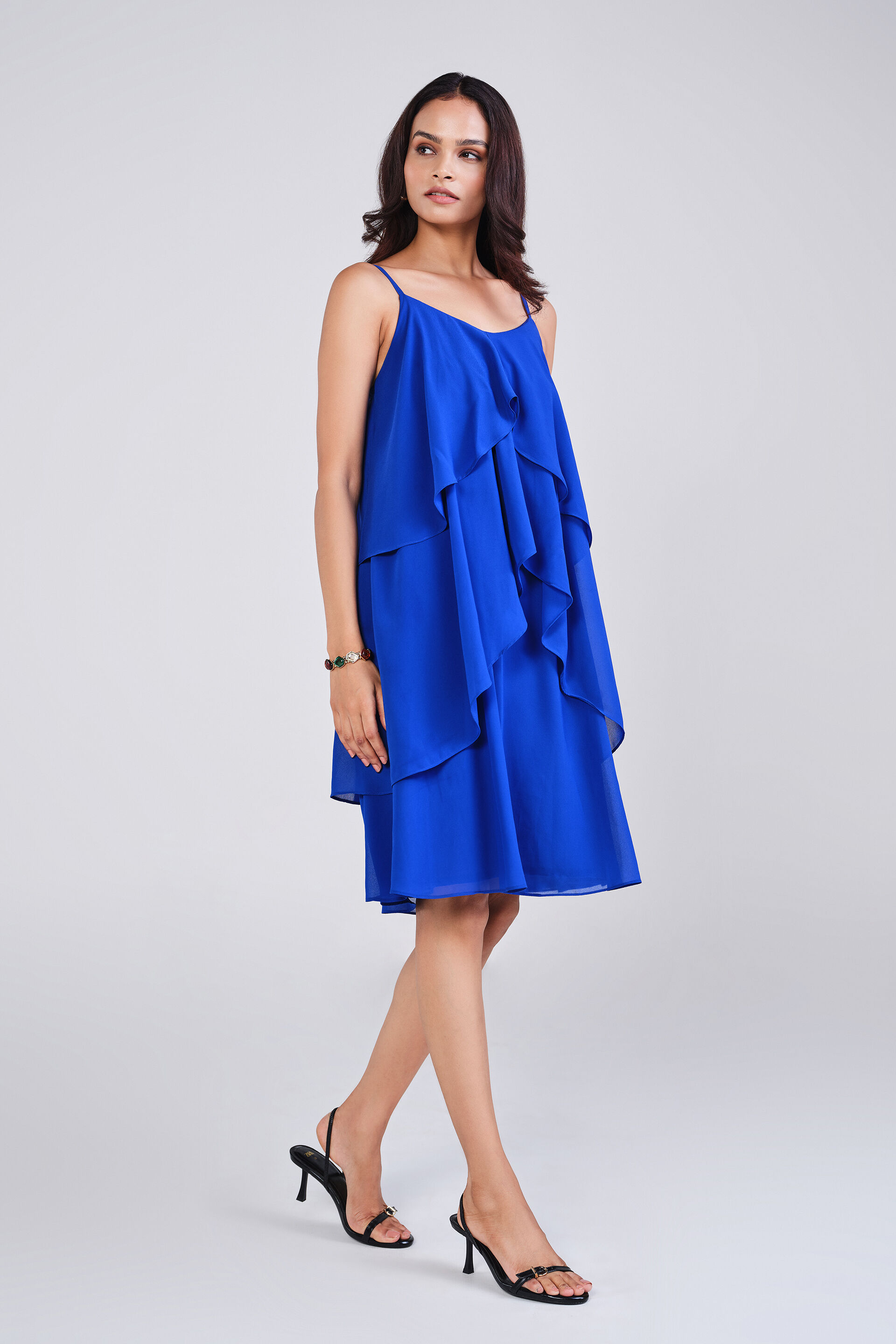 Blue Flounce Dress, Blue, image 3